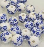 Ceramic Beads, Porcelain Beads, Clay Beads, Floral Beads,
