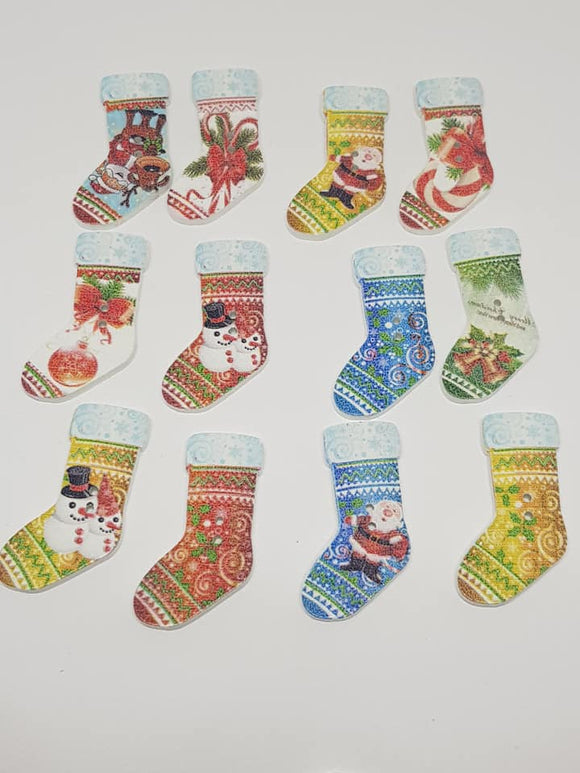 Wooden Christmas Stocking Buttons