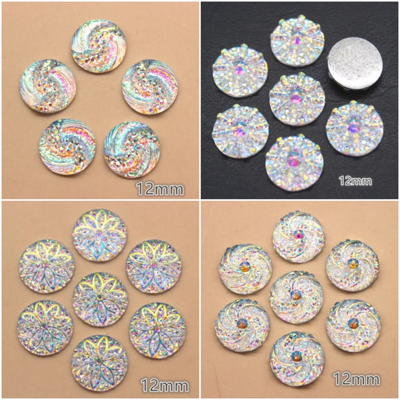 Selection of 12mm Resin Iridescent Cabochons