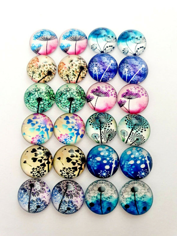 Dandelion Glass 12mm Cabochons