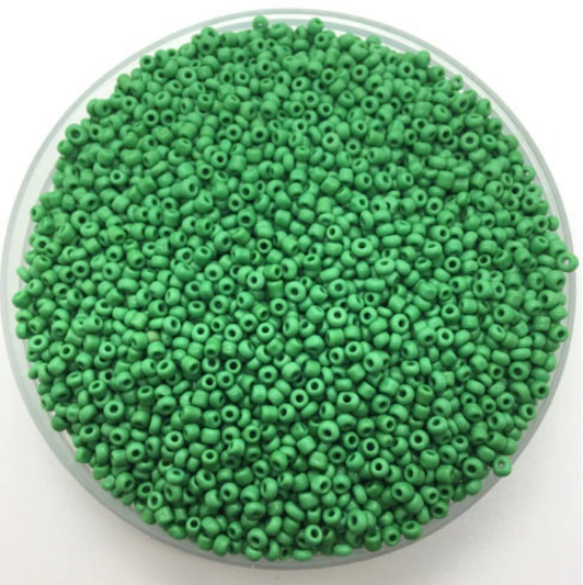 Mid Green Glass Seed Beads, 2mm