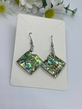Large Square Abalone Shell Earrings.