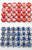 12mm Blue or Red Snowflake Glass Cabochons