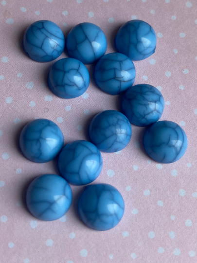 Dark Turquoise/Blue 8mm Resin Cabochons
