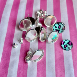 silver cabochon earring studs