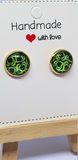 Green Heart Earring Studs 12mm