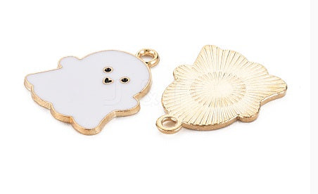 Gold Plated White Enamel Ghost Charms