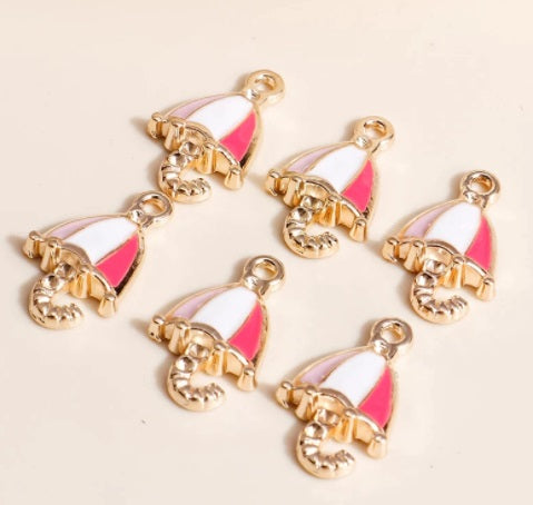 Gold Plated Umbrella Enamel Charms