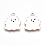 Gold Plated White Enamel Ghost Charms.