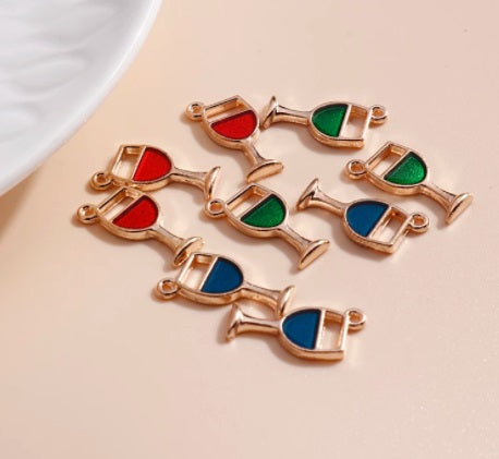 Gold Plated Enamel Glass Charms