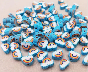Fimo Clay Rainbow and Cloud Beads 12mm x 10mm