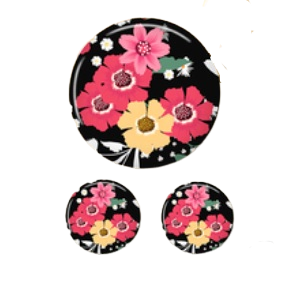 Beautiful 12mm Floral Glass Cabochons - Sold In Pairs