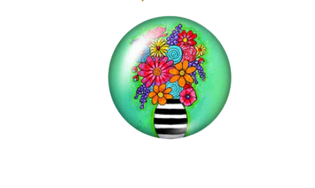 vase of flowers 12mm glass cabochon