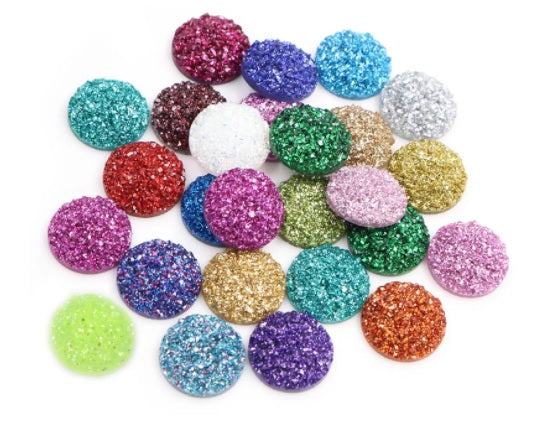 Mixed Glitter Resin Cabochons - Size 10mm 