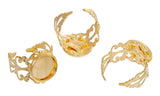 12mm Filigree Cabochon Rings Blanks in Gold
