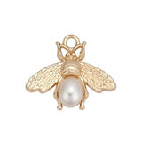 Gold Plated Bee with Pearl Charm 28mm