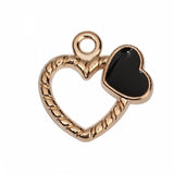 Gold Plated Enamel Heart Charms 18mm