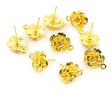 Silver or Gold Plated Flower Stud Earrings With Loops