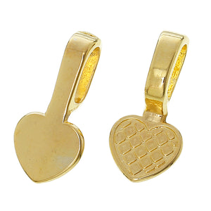 Large Gold Heart Glue On Bails