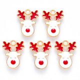 Gold Plated Reindeer Enamel Charms