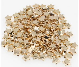 Gold or Silver Star Beads, Resin Star, 10mm Beads,