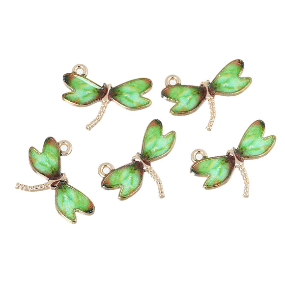 Green and Gold Dragonfly Charms