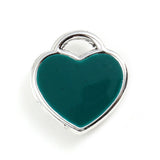 Silver Red or Green Enamel Heart Charms 12mm