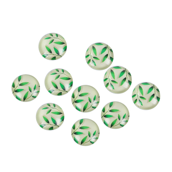 Green Leaf Glass 12mm Cabochons