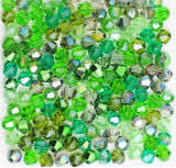 mixed green bicone beads