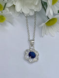 Sapphire Blue Crystal Flower Necklace