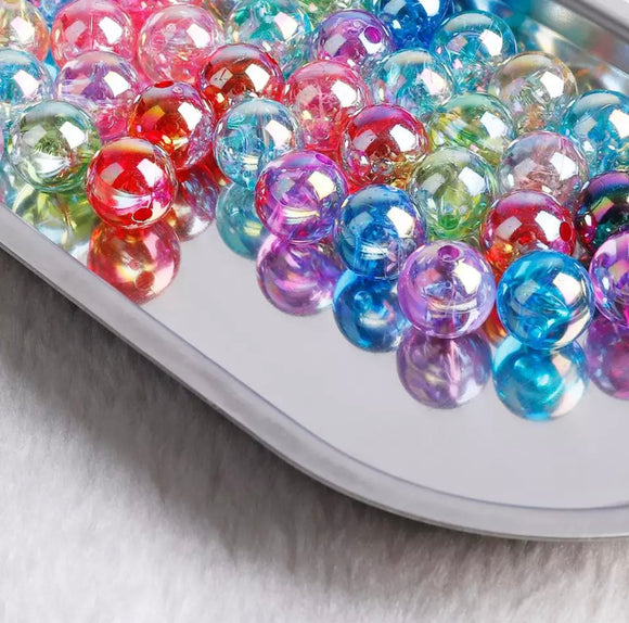 8mm Mixed Colour Transparent Beads
