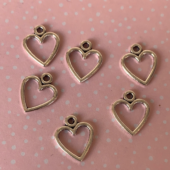 Pair of Silver Hollow Heart Charms