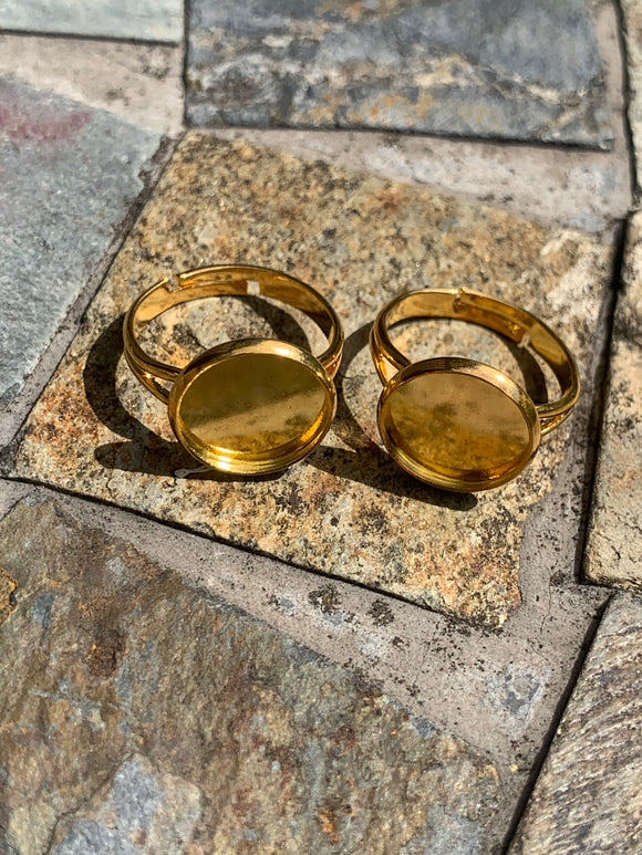 10mm Gold Ring Blanks, Cabochon Ring,