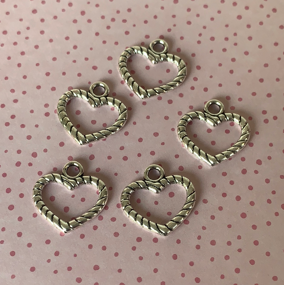 Silver Plated Heart Charms
