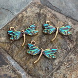 Gold Plated Multicolour Dragonfly Charms