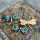 Gold Plated Multicolour Dragonfly Charms