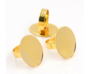 Large Gold Oval Ring Blank 30mm x 40mm