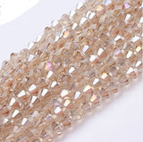 4mm Glass Faceted AB Colour Bicone Bead - Strand