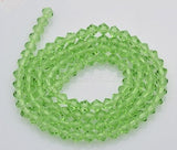 4mm Glass Faceted Colour Bicone Bead - Strand