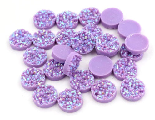 Resin Druzy Lilac Cabochons - Size 12mm