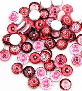 Red Mixed 12mm Glass Cabochons