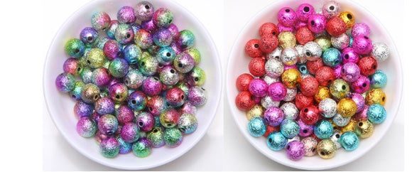 Rainbow Beads, Stardust Beads, 6mm and 4mm,