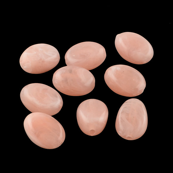 Oval Acrylic Imitation Gemstone Coral Beads