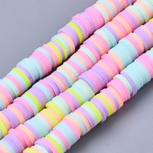 Pastel Polymer Clay Disc Beads, 6mm