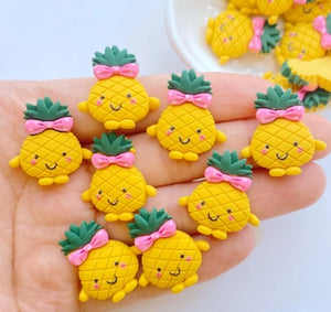 Pineapple Clay Flatbacks with Little Bows