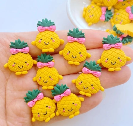 Pineapple Clay Flatbacks with Little Bows