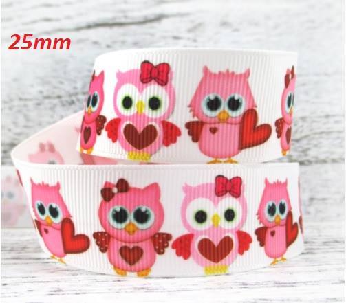 Pink Owl Grosgrain Ribbon