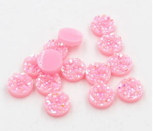 Candy Pink Resin Druzy Cabochons - Size 12mm