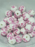 Ceramic Beads, Pink Floral 