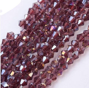 4mm Glass Faceted AB Colour Bicone Bead - Strand